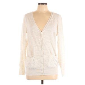 🌾 J. Crew Linen Blended Marled Ivory Cardigan